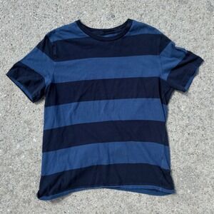 Old Navy Womens Soft-Washed Striped T-Shirt Navy Blue Crew Neck Short Sleeve M